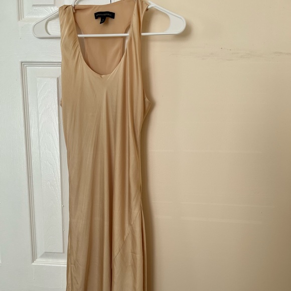 Banana republic satin gold cream midi dress like new size   6 altered - Picture 2 of 5